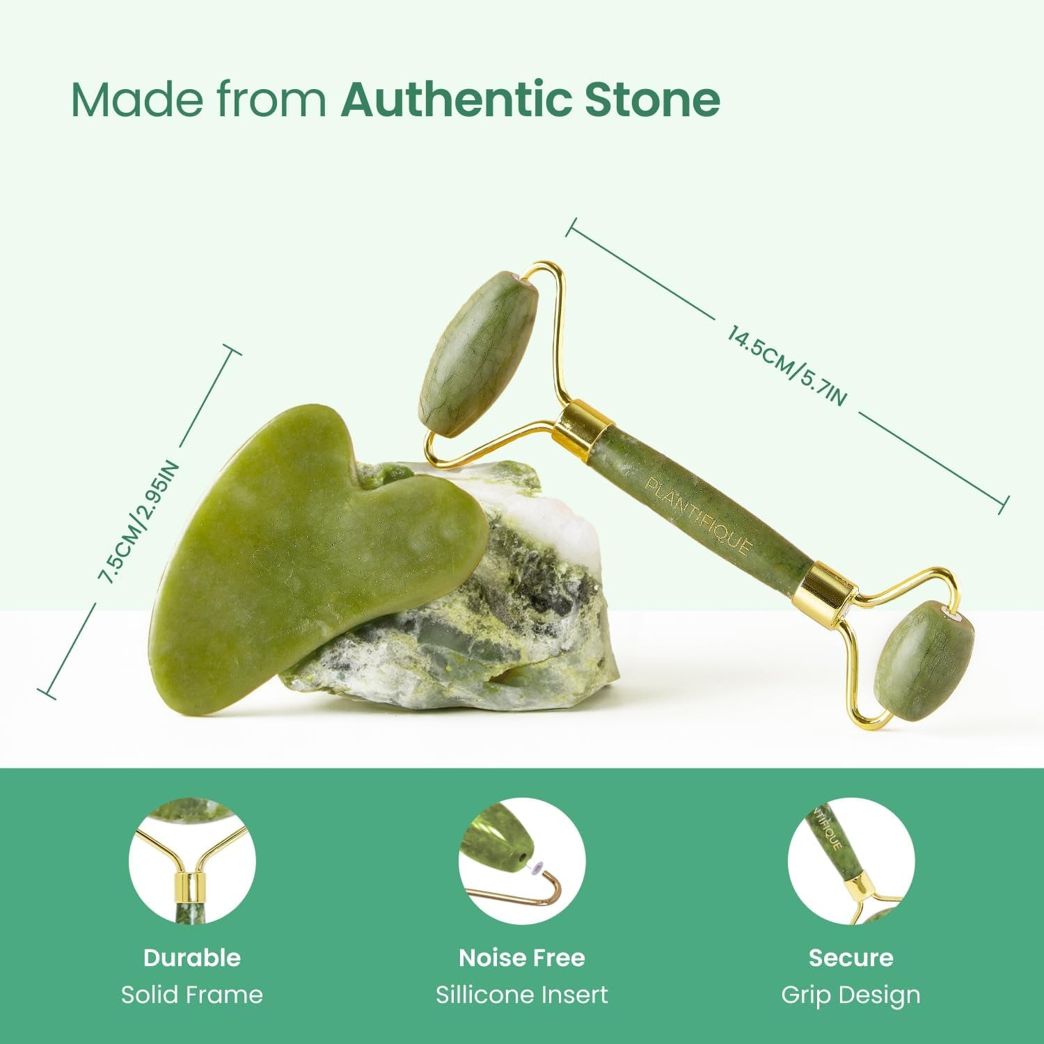 Jade Roller for Face and Gua Sha Facial Tools - Includes Real Jade Roller and Gua Sha Set - Certified Face Roller and Guasha for Your Skin Care Routine