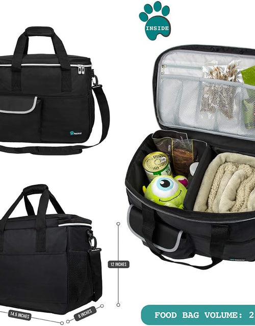 Load image into Gallery viewer, Dog Travel Bag | Airline Approved Tote Organizer with Multi-Function Pockets, Food Container Bag and Collapsible Bowl | Perfect Weekend Pet Travel Set for Dog, Cat
