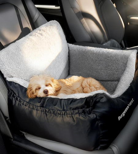 Dog Car Seat for Small Dogs, Soft Pet Car Travel Home Bed under 25 Lbs, Fully Detachable and Washable Cat Booster Carseats with Storage Pockets and Clip-On Leash Portable Carrier,Black