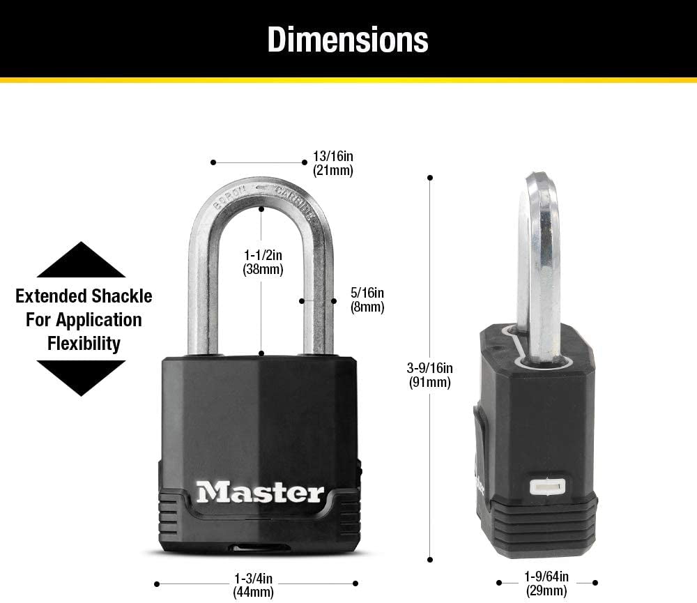 M115XQLF Magnum Heavy Duty Outdoor Padlock with Key, 4 Pack Keyed-Alike