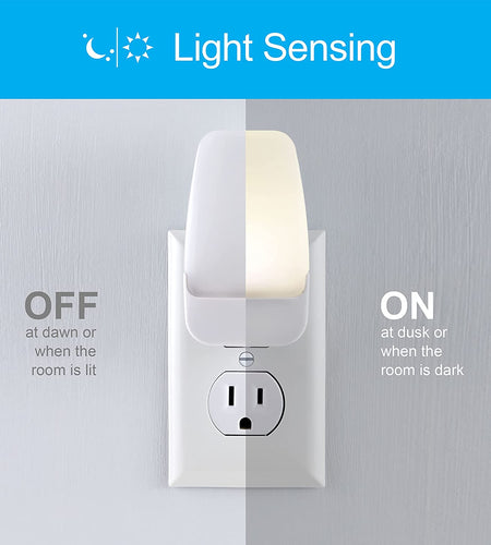 LED Night Light, Plug-In, Dusk to Dawn Sensor, Warm White, Ambient Lighting, Ideal Nightlight for Kids, Adults, Bedroom, Bathroom, Nursery, Hallway, Kitchen, 46478, 8 Pack