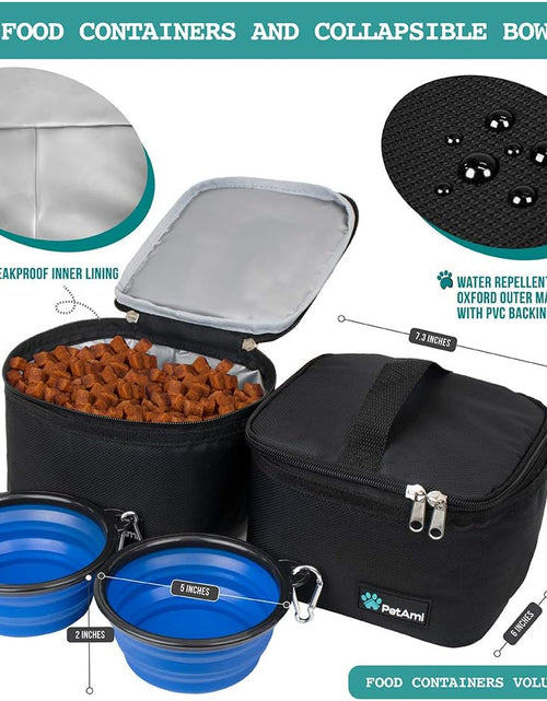 Load image into Gallery viewer, Dog Travel Bag | Airline Approved Tote Organizer with Multi-Function Pockets, Food Container Bag and Collapsible Bowl | Perfect Weekend Pet Travel Set for Dog, Cat
