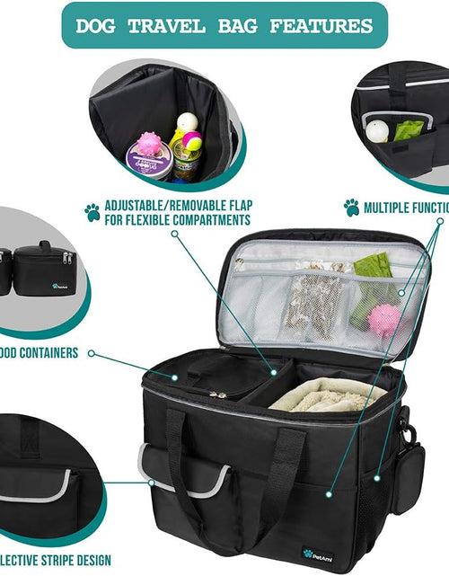Load image into Gallery viewer, Dog Travel Bag | Airline Approved Tote Organizer with Multi-Function Pockets, Food Container Bag and Collapsible Bowl | Perfect Weekend Pet Travel Set for Dog, Cat
