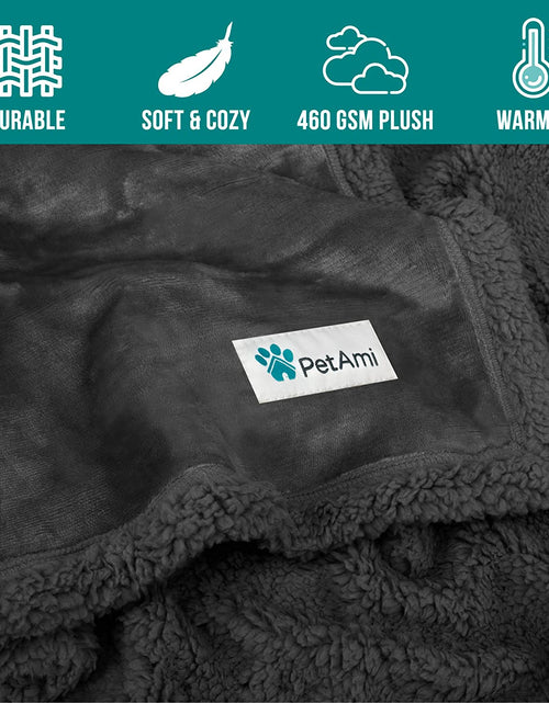 Load image into Gallery viewer, Dog Blanket for Bed, XL Pet Blanket Large Dogs, Fleece Furniture Couch Cover Protector Sofa Car Crate Kennel, Soft Sherpa Cat Throw Plush Reversible Washable, Twin 60X80 Solid Dark Gray
