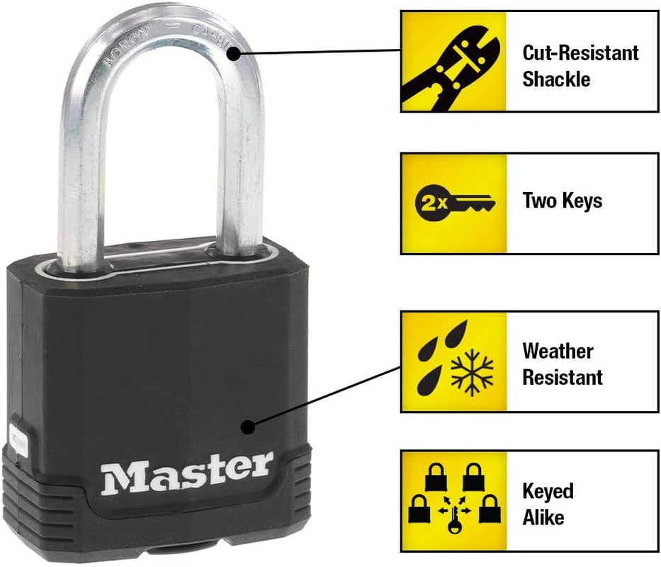 M115XQLF Magnum Heavy Duty Outdoor Padlock with Key, 4 Pack Keyed-Alike
